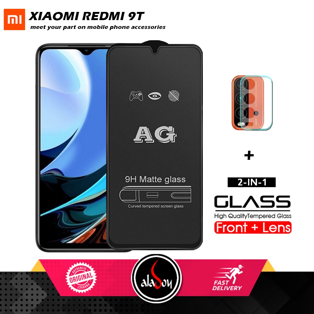 Xiaomi Redmi 9T PAKET 2IN1 Tempered Glass Matte Anti Glare Full Layar dan Tempered Glass Kamera