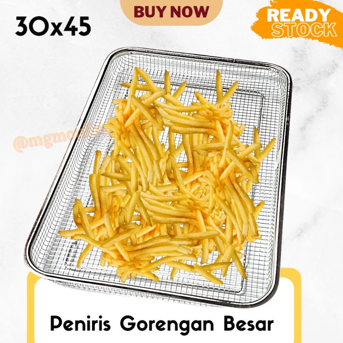 Peniris gorengan tatakan nampan gorengan stainless Segipanjang 30x45cm