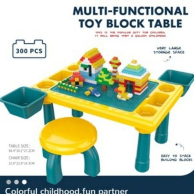 MULTIFUNCTIONS TOY BLOCK TABLE MEJA LEBO MEJA KURSI 300 PCS