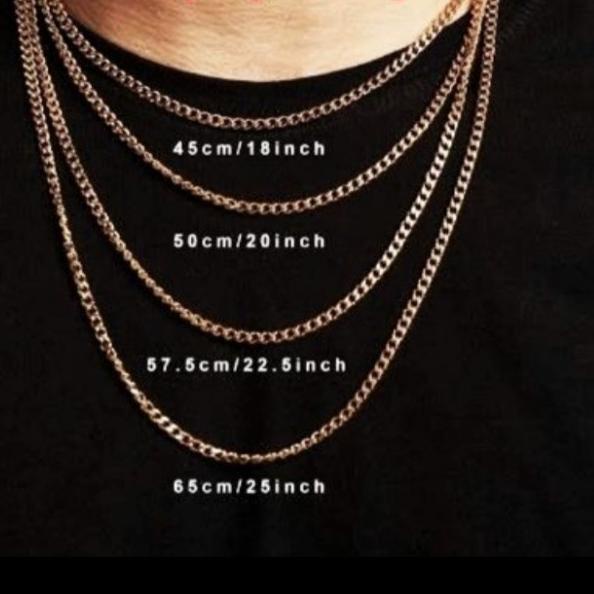 Genuine Leather Necklace Titanium Steel Kalung Pria Kalung Kulit Asli - 45cm