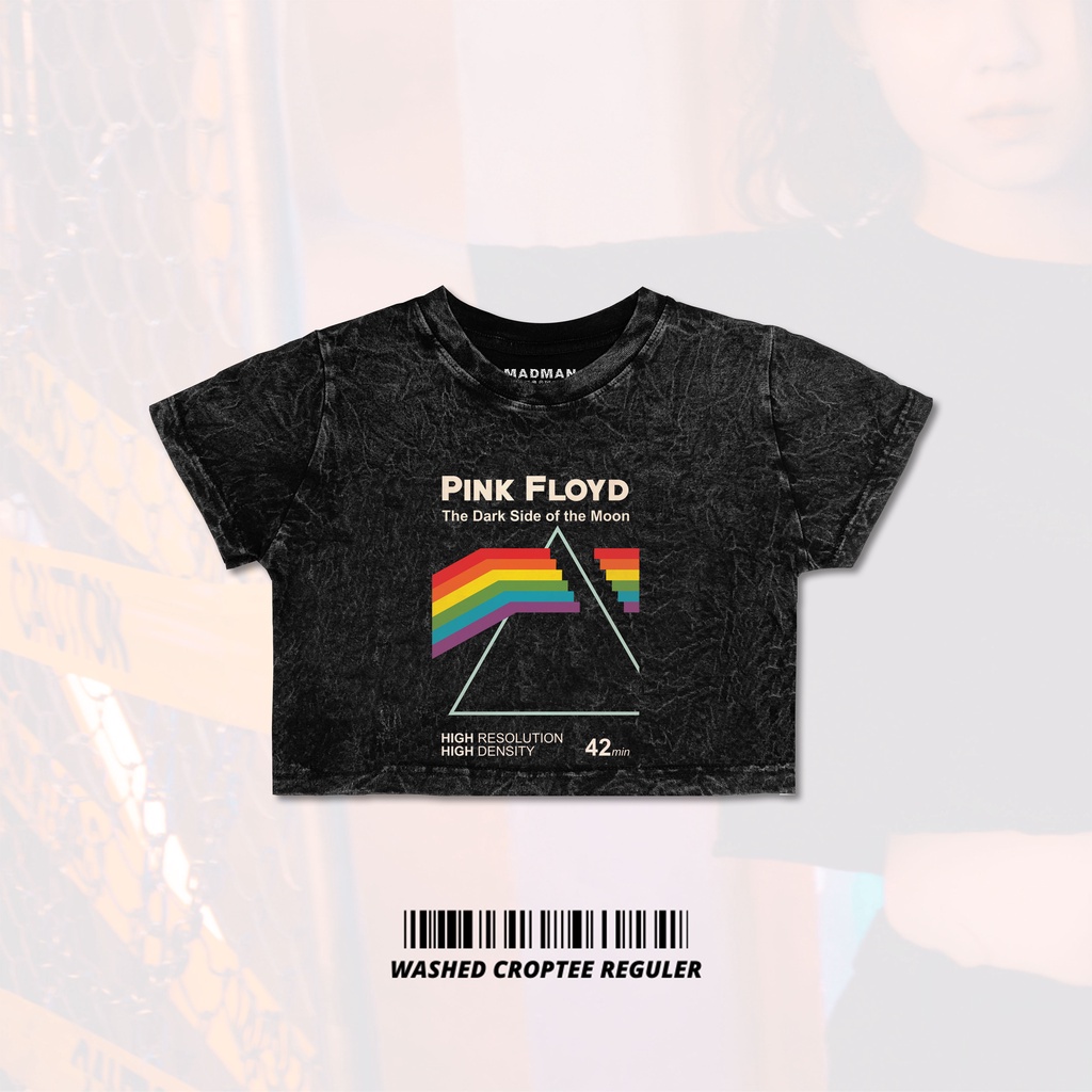 MADMAN Croptee Pink Floyd Premium | Washed Croptop | Kaos Band| Kaos Crop |  Croptop Oversize | Kaos