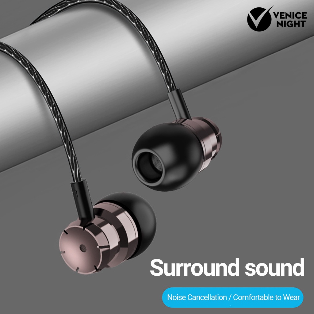 (VNEP) (Berkabel) Earphone Universal Noise Reduction In-ear Earbuds Stereo Headphone dengan Mic untuk Ponsel Type-C