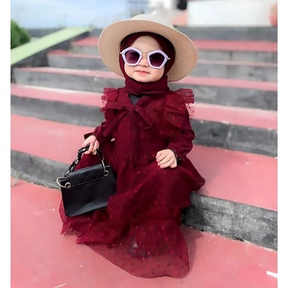 Dress Anak Perempuan Muslimah Modern Terbaru Gamis Cantik Anak Mewah Kid Marbella Dress Pesta Anak P