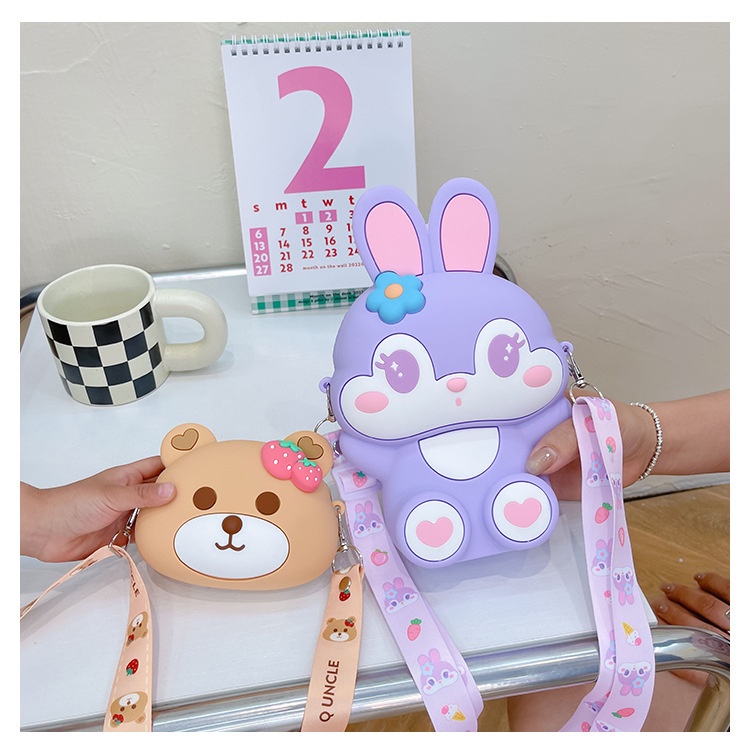 TAS SELEMPANG ANAK SILIKON KARAKTER / TAS ANAK TALI PANJANG/ TAS ANAK IMPORT