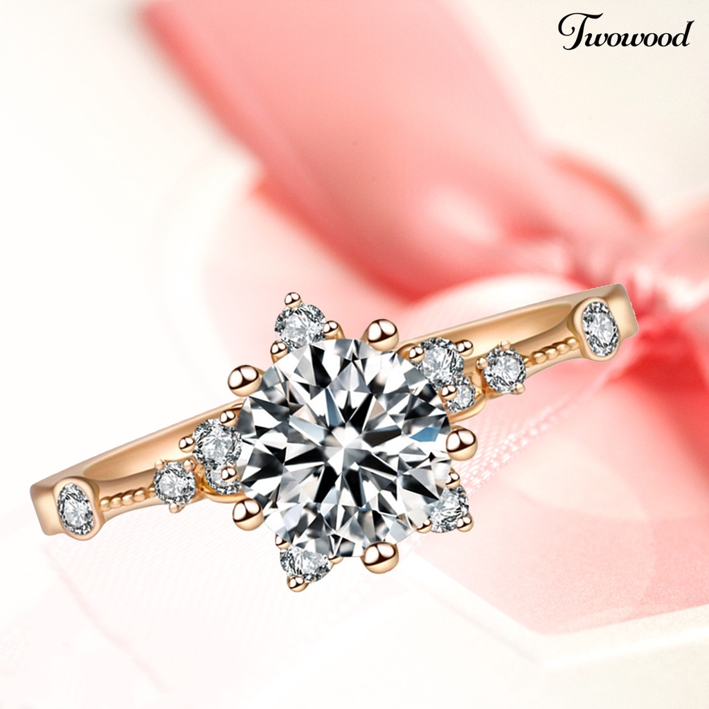 Cincin Bentuk Snowflake Model Open end Bahan Zircon Gaya Retro Untuk Wanita