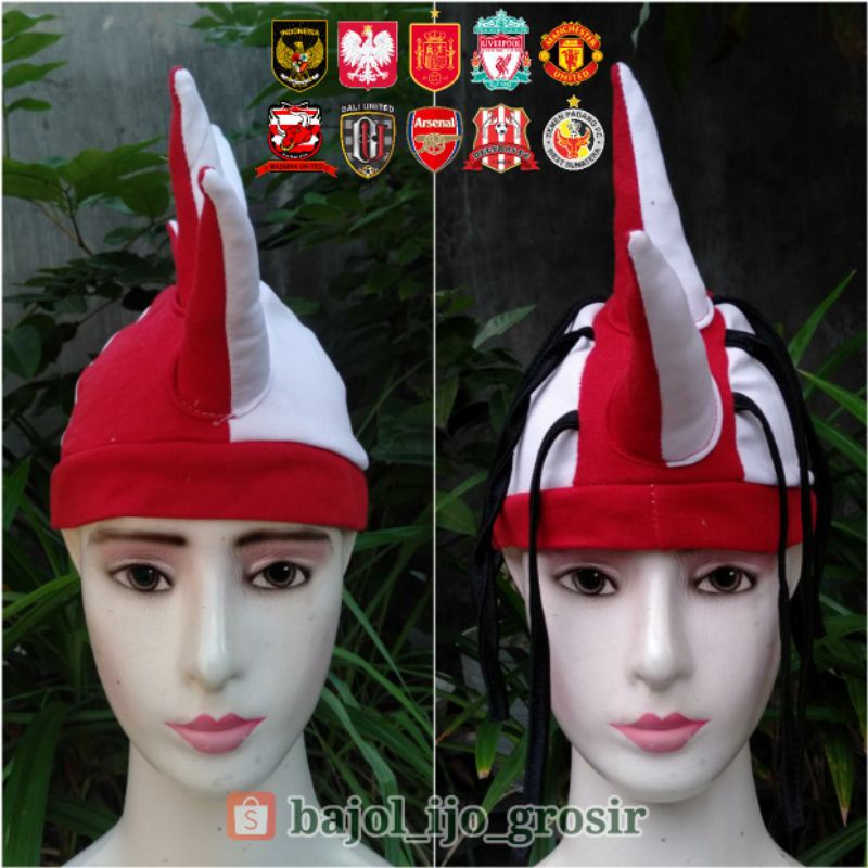 Topi PUNK MERAH Putih INDONESIA POLANDIA SPANYOL LIVERPOL MU MADURA BALI UTD ARSENAL DELTRAS SEMEN P