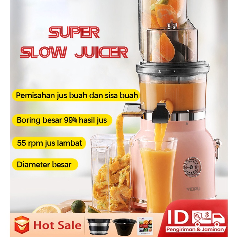 Slow Juicer 99% Fresh Juice 55 rpm Multifunksional Imported Diameter Besar Juicer Juice Blender Extraction Blender