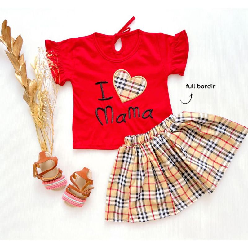 SETELAN ROK BAYI PEREMPUAN 0-18 BULAN I LOVE MAMA