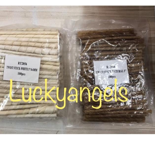 Tulang/Snack Anjing Twist Stick 5 inch isi 100pcs RT1056-RT2056 - natural