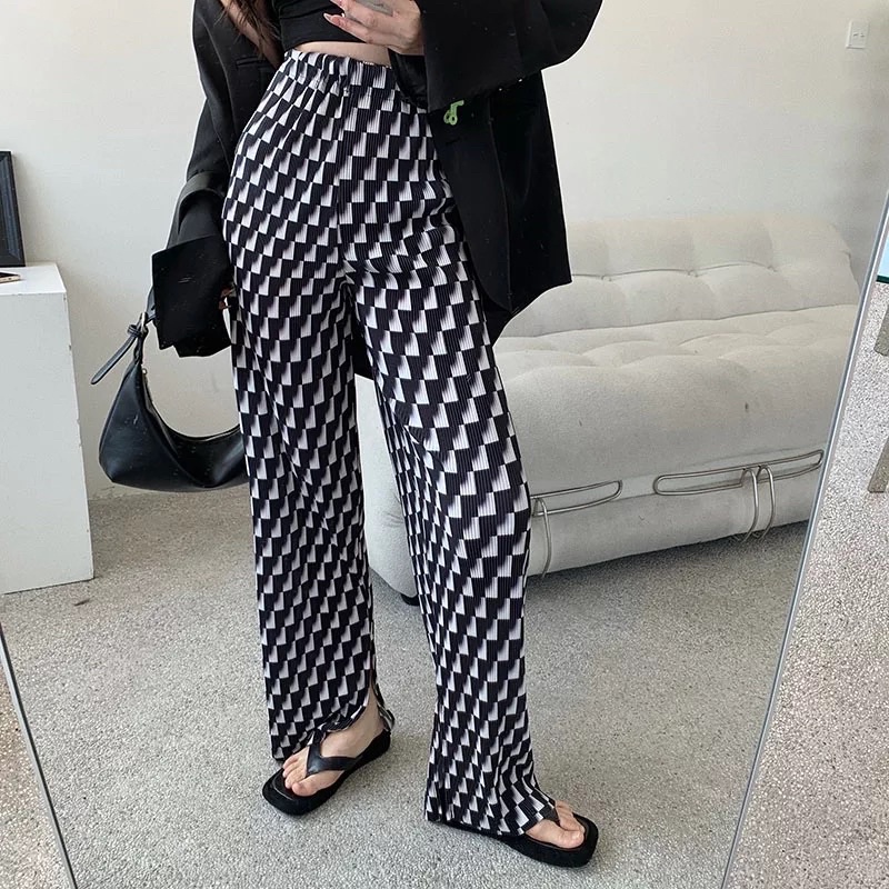 Harley Kulot - Kulot Plisket Import / Celana Panjang Kulot Motif Kotak / Celana Santai Daily