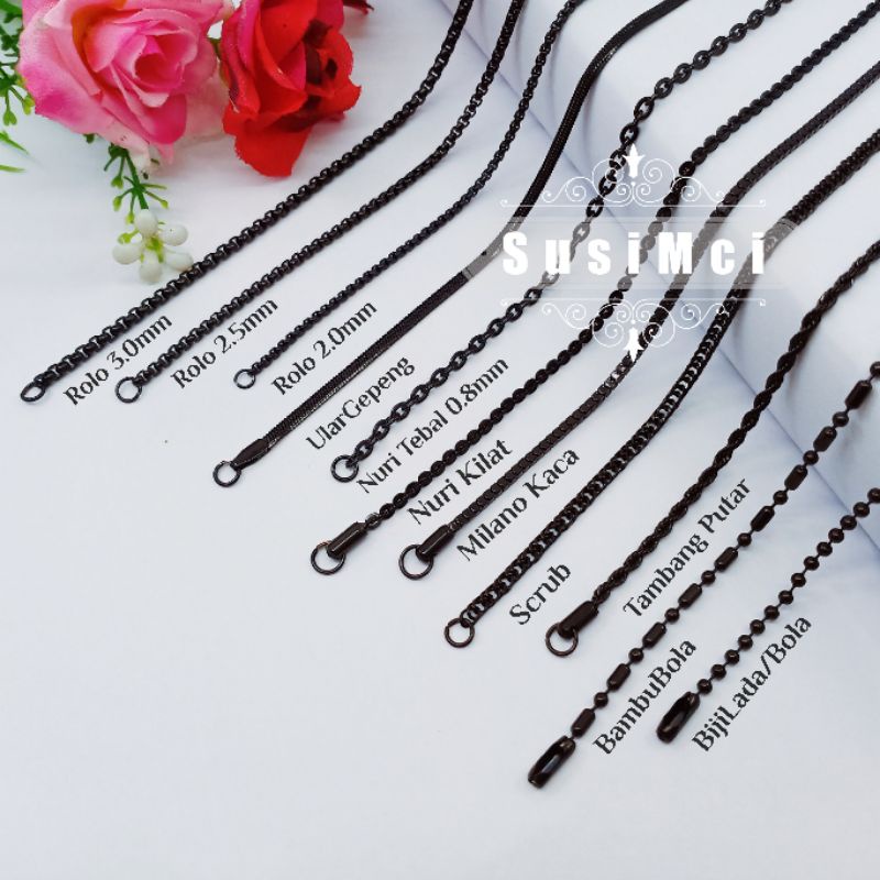 [[  45cm - 75cm ]] Rantai Kalung Titanium Stainless 316L HIGH QUALITY chain necklace silver gold bla