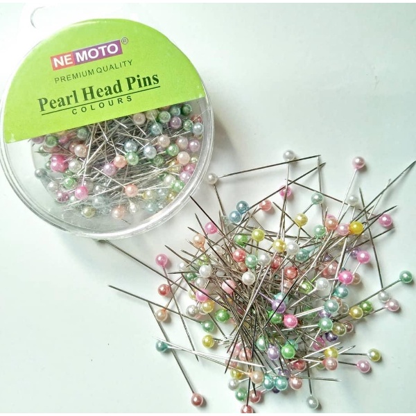 BAJ Jarum Pentul NE MOTO Pearl Head Pins Jarum Stainless Mika Bulat Pentol Hijab Anti Karat Original SS197