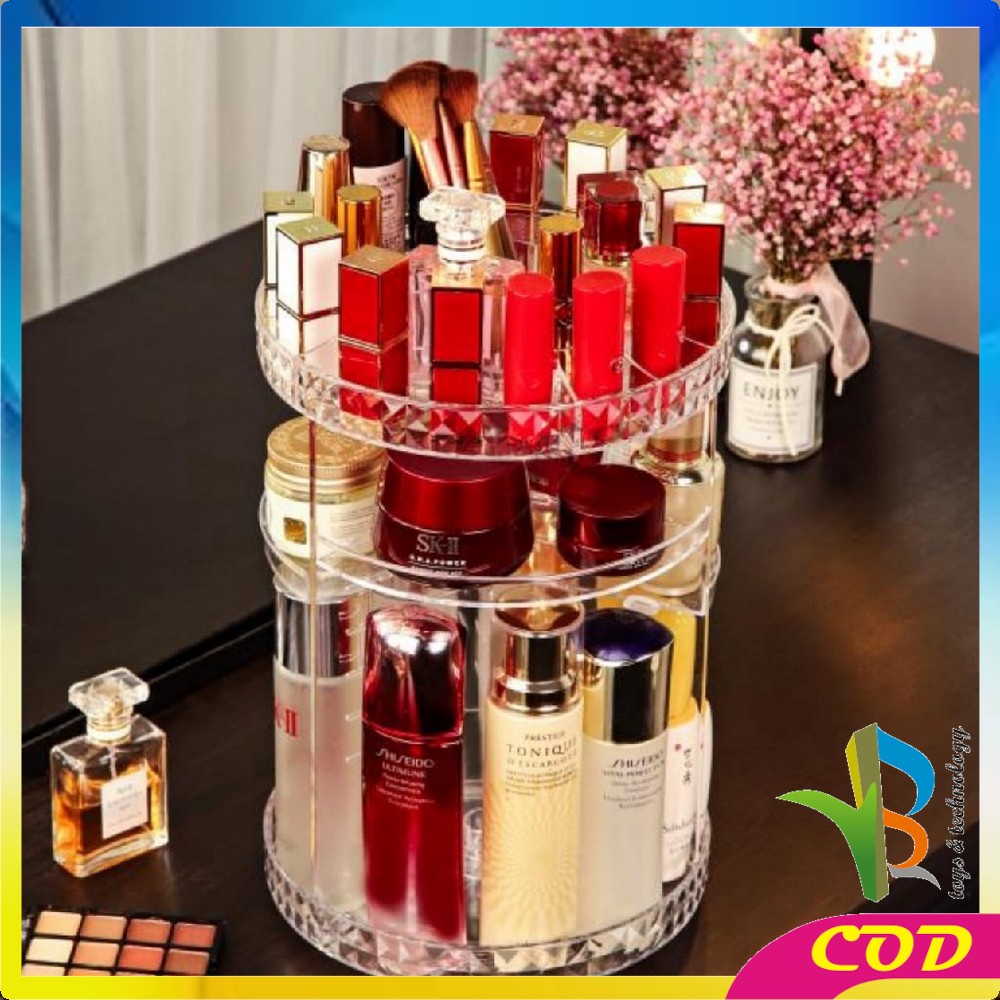 RB-K5/K6 Rak Kosmetik Acrylic Putar 360 Derajat Diamond / Polos Rak Make Up Organizer Tempat Makeup