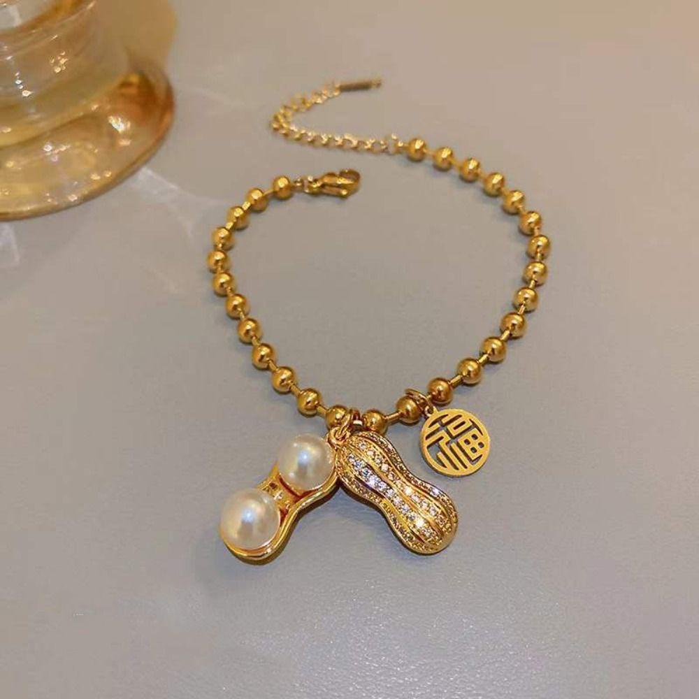 Agustinina Gelang Perempuan Mewah Vintage Lucu Kacang Liontin Temperamen Yang Indah Gaya Korea Gelang