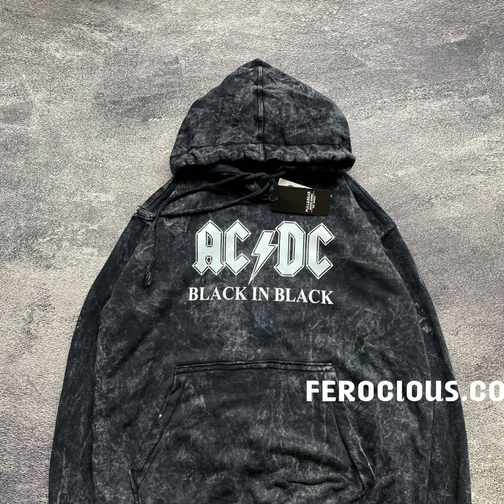 Jaket Sweater Hoodie AC DC Sandwash Logo White Jaket Sandwash Free Sticker