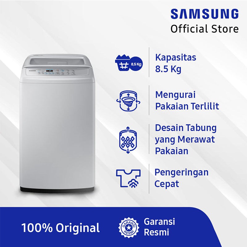 Jual Samsung Mesin Cuci 1 Tabung Top Loading Kapasitas 8,5KG | Bukaan ...