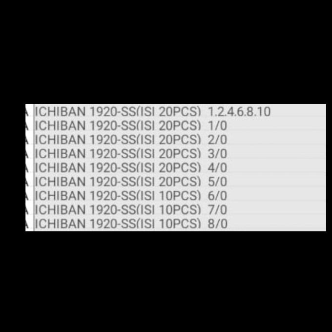 kail pancing ichiban stailess 1920 ss nomer besar jumbo