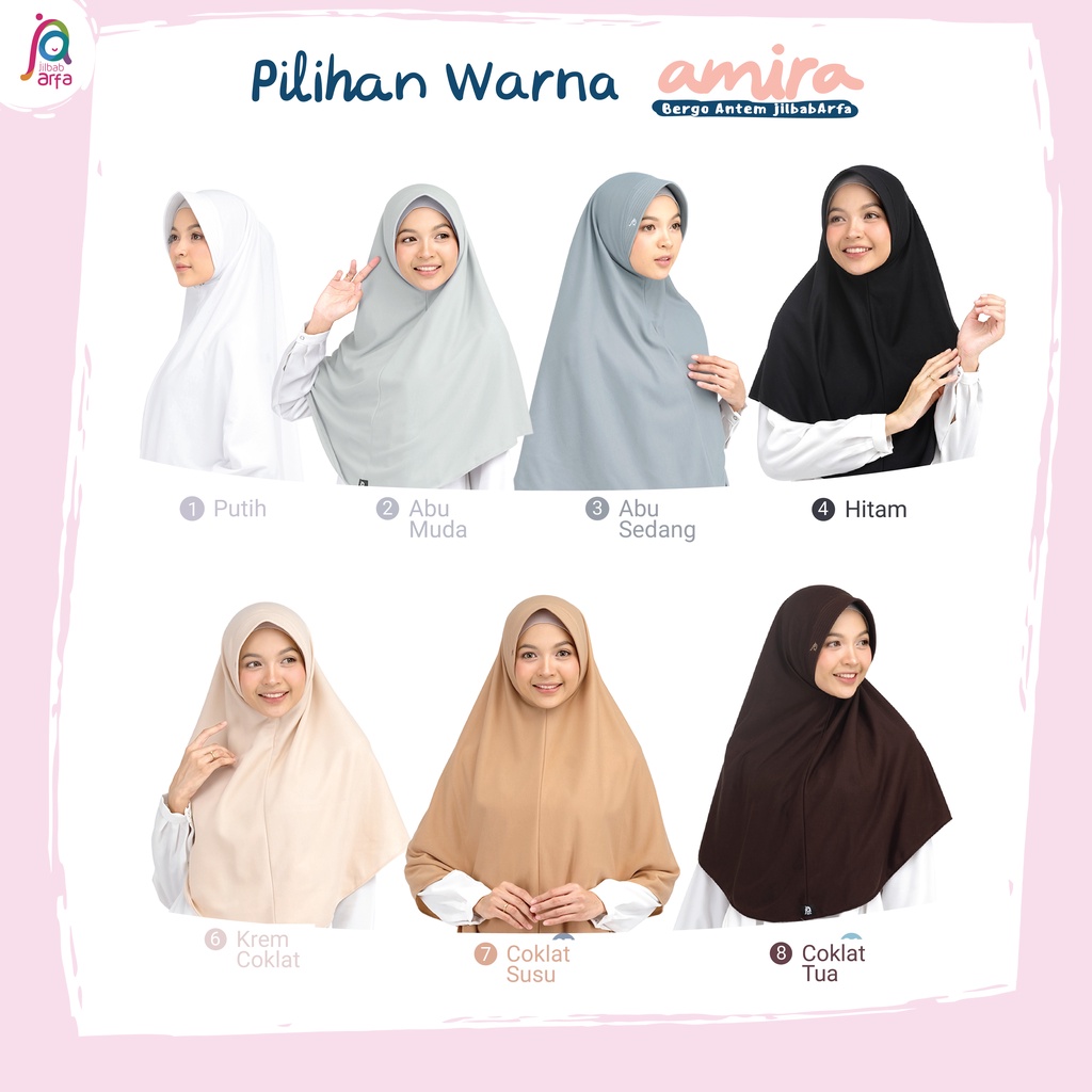 Jilbab Amira Size XL - Bergo Pet Antem - Jilbab Afra - Hijab Instan Bahan Kaos, Adem, Lembut, Nyaman