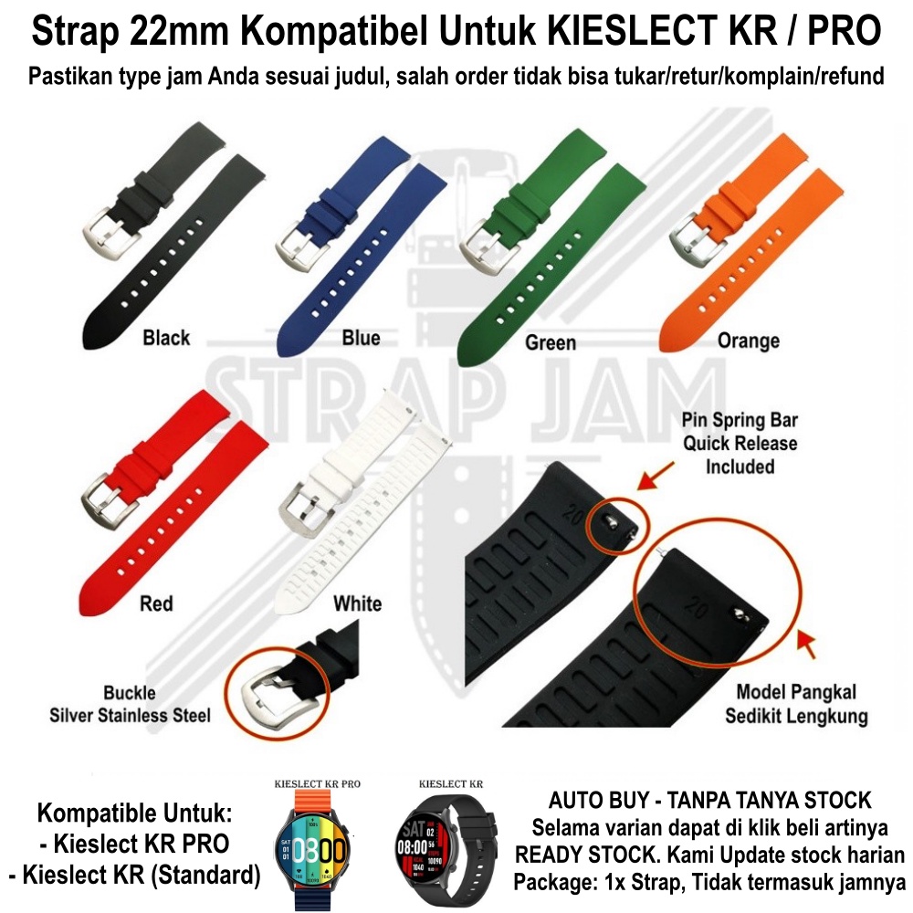 LKG Tali Jam Tangan Premium 22mm Kieslect KR Pro - Strap Rubber High Quality
