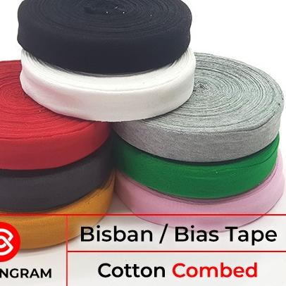 Bisban Kain Bahan Kaos Katun Bias Tape Meteran Aksesoris Kaos - 4 cm