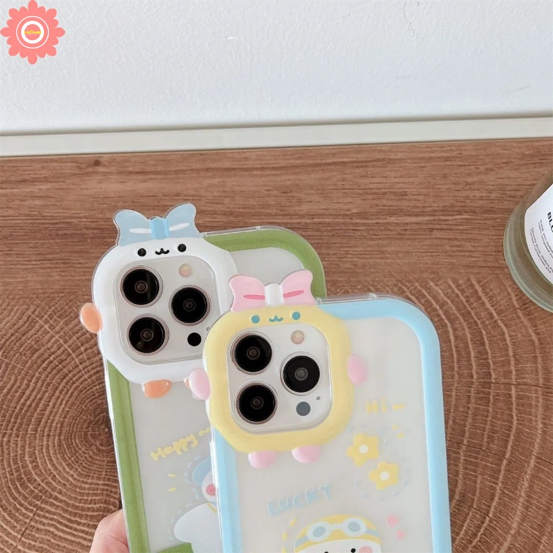 Soft Case Motif Kartun Bebek Keberuntungan 3D Untuk iPhone 11 12 13 14 Pro MAX XR 6 6s 7 8 14 Plus X XS MAX SE 2020