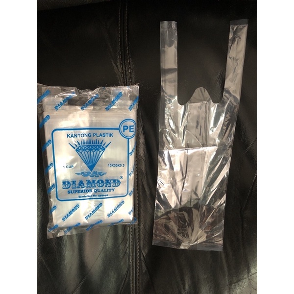 kantong plastik kresek cup pe bening 10x30 diamond 1cup kresek 1 cup