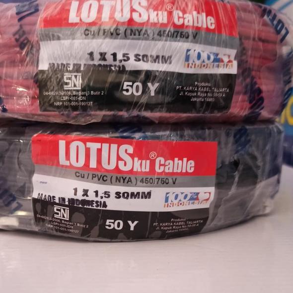 KABEL NYA / KABEL TUNGGAL Asli tembaga 1x1,5 Lotus 50Y SNI