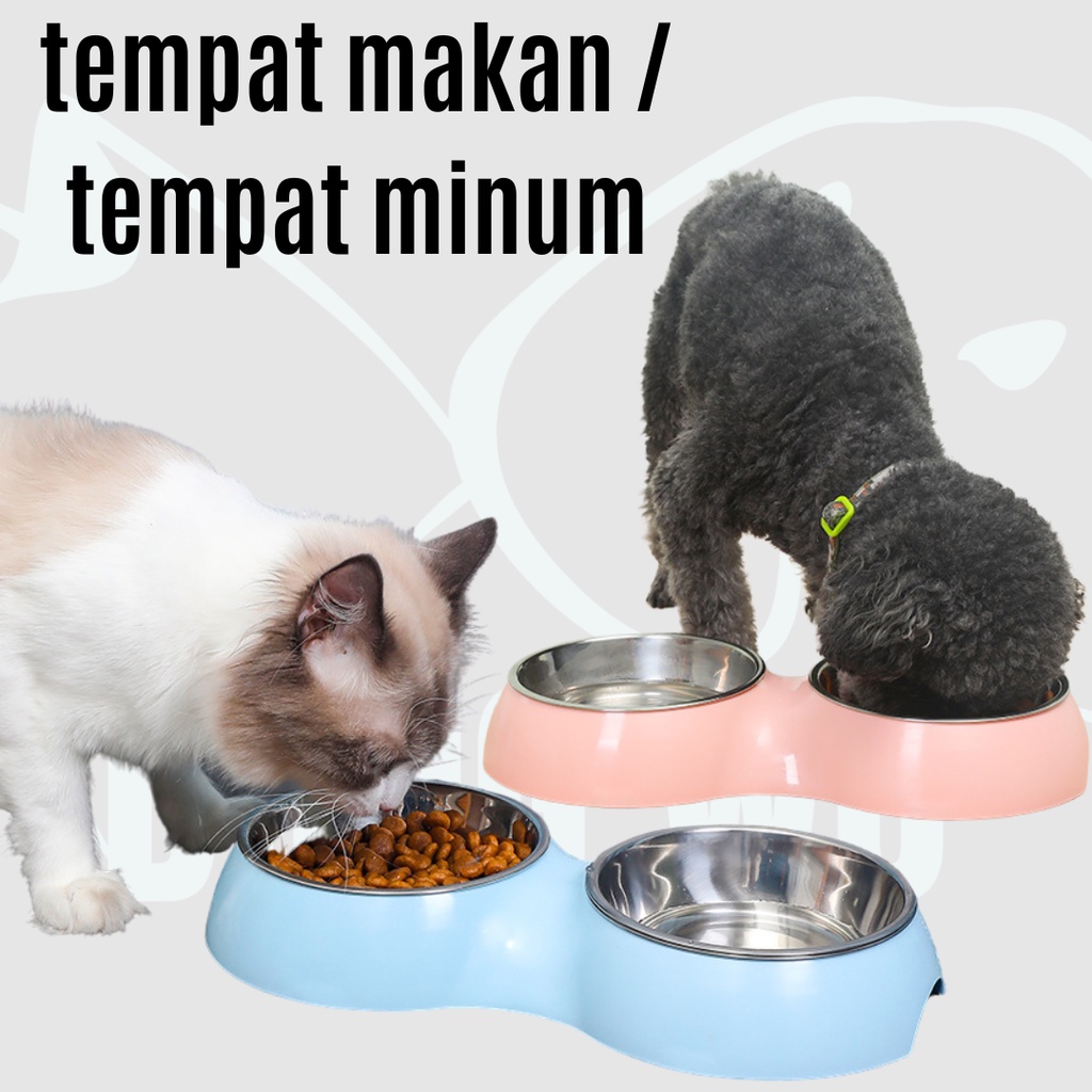 DONGWU TEMPAT MAKAN HEWAN PIRING MANGKOK MINUM MAKAN ANJING KUCING PET PLATE BWOL STAINLESS STEEL