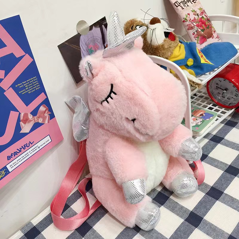 （COD)Tas Ransel Fashion Motif Kartun Karakter Hewan Warna Pink  Unicorn Anak &amp; Dewasa
