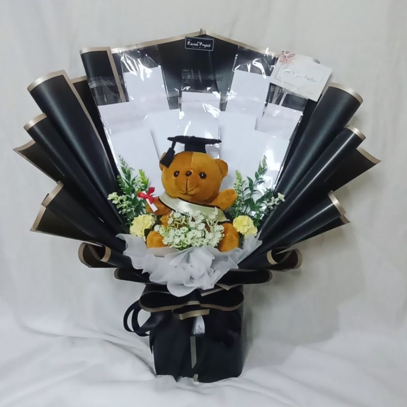 Buket Boneka Wisuda + 15 slot uang kosong