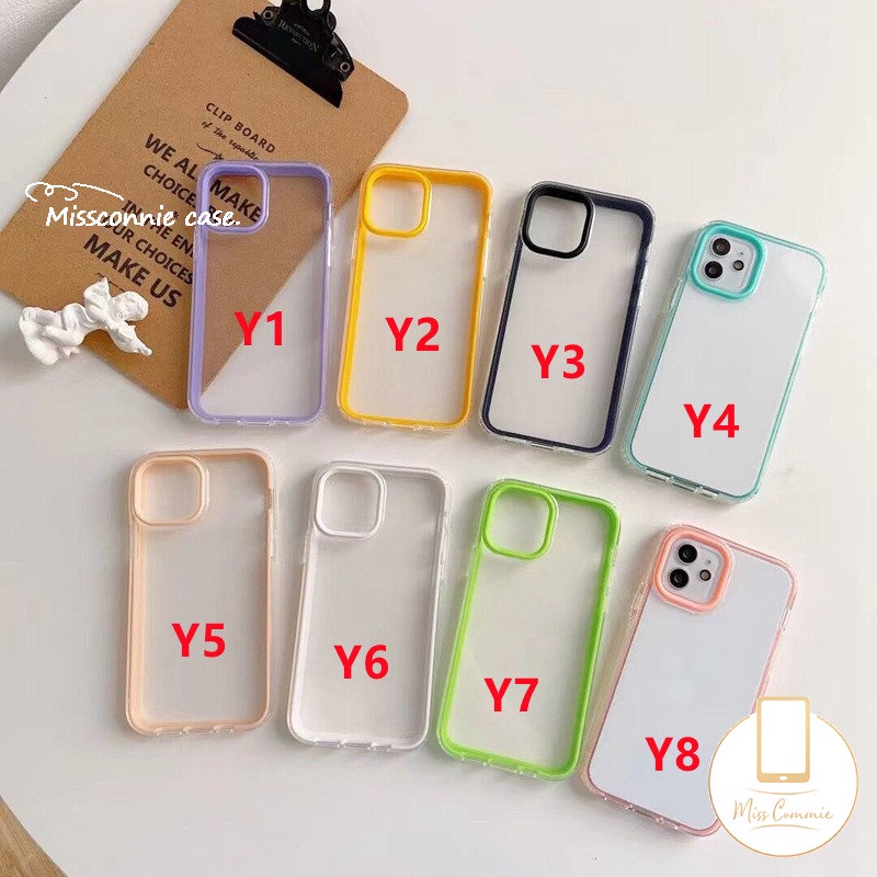 Soft Case Silikon Transparan 3 in 1 Warna Permen Untuk iPhone 11 14 Pro Max 7Plus 8Plus 14 Plus 12 13 Pro Max 6 6s 7 8 Plus XR X XS Max SE 2020