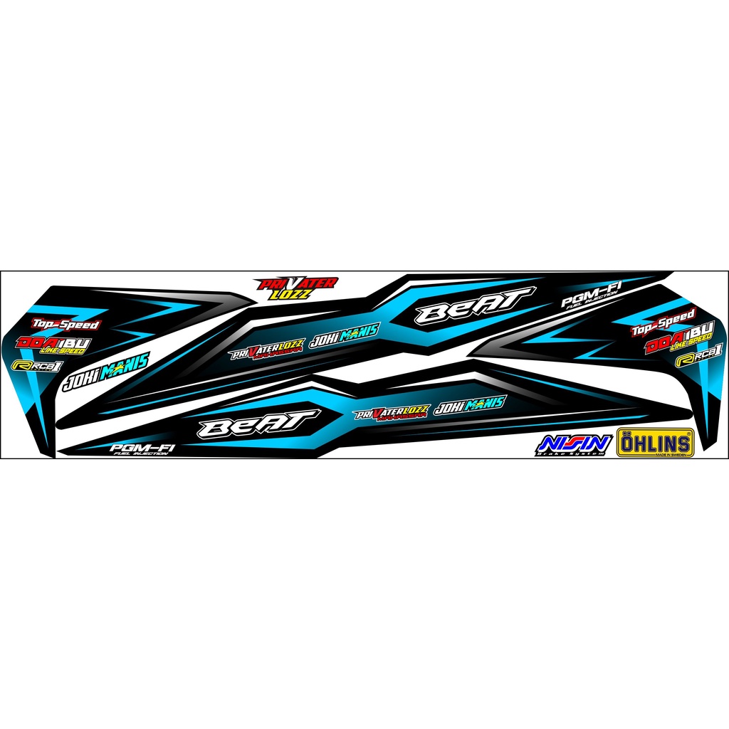 COD / VARIASI STRIPING STICKER HONDA BEAT ESP/NEW STIKER VARIASI MOTIF RACING HITAM BIRU MUDA NEW