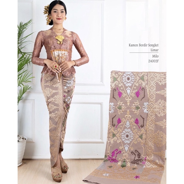 Kamen bordir katun lembaran motif songket