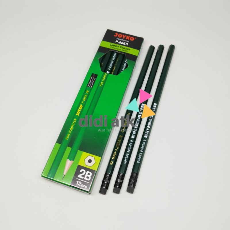 

Pensil 2B Joyko P-88ER Ada Penghapus 1 Pak (12 Pcs)