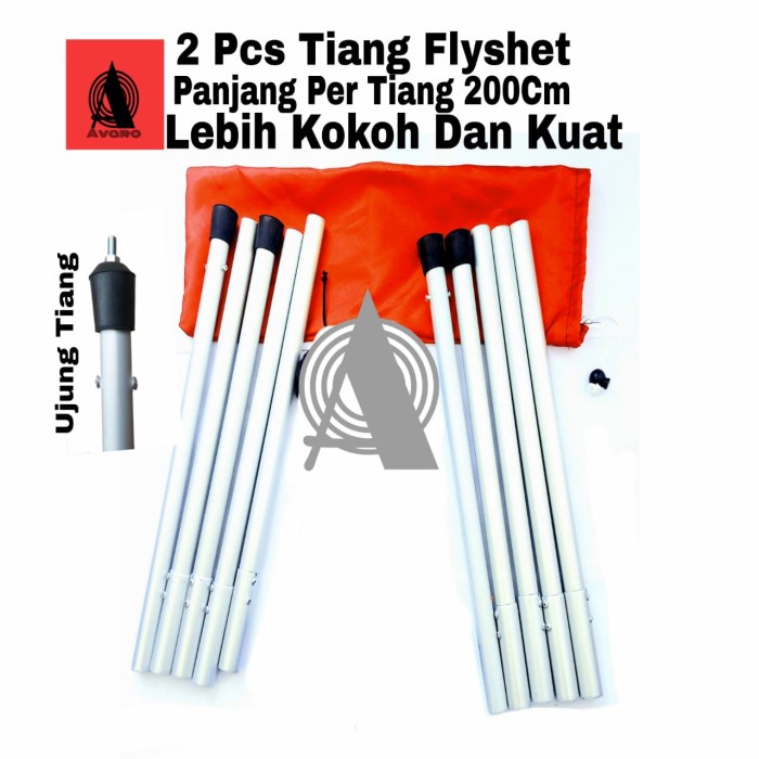 Tenda Camping 2 Pcs Tiang Flysheet/ Tiang Tarptent/Tiang Tenda Avaro