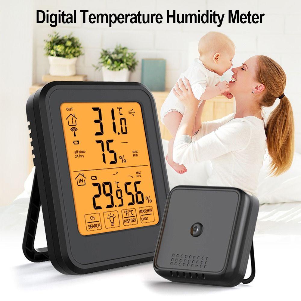 Top Digital Pengukur Suhu Kelembaban Suhu Kelembaban Indoor Outdoor Weather Station Backlight Thermometer