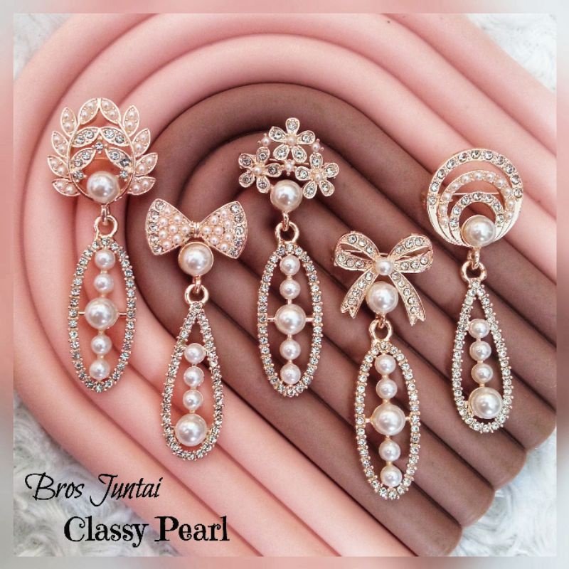 Bros Juntai Classy Pearl / Bros Muslimah / Bros Jilbab / Bros Import Murah / Bros Hijab Mewah Cantik