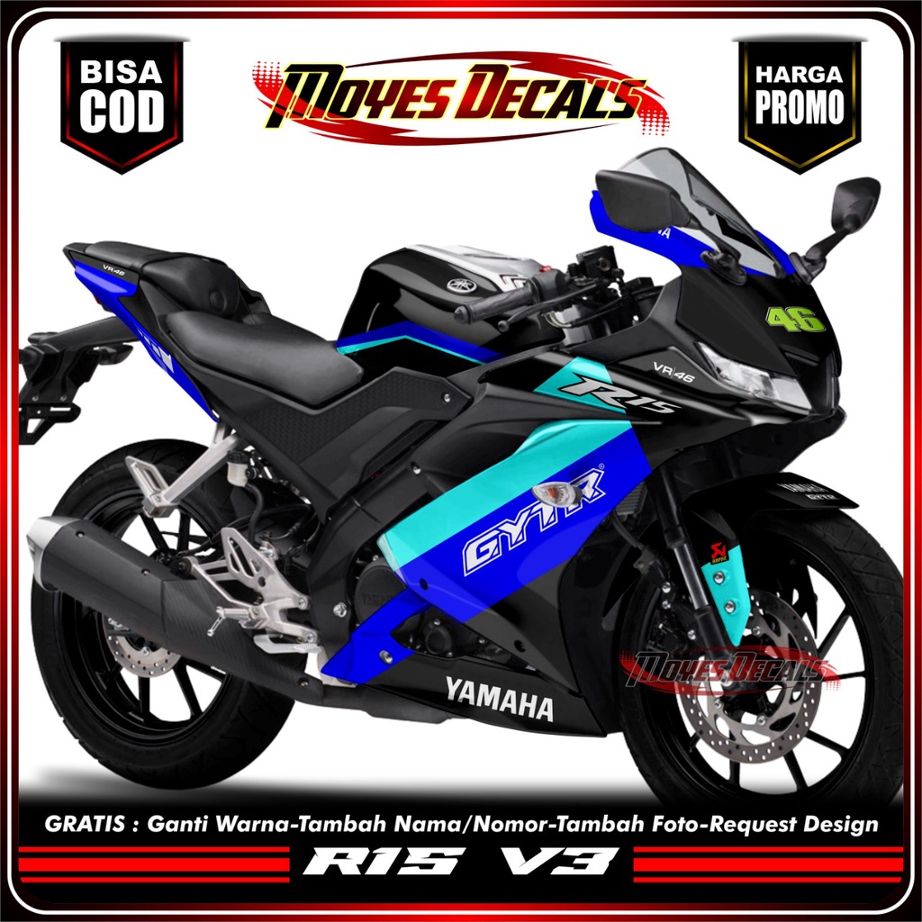 DECAL STIKER STICKER YAMAHA MOTOR R15 V3 FULL BODY / STRIPING DECAL R15 V3 FULL BLOCK KIT