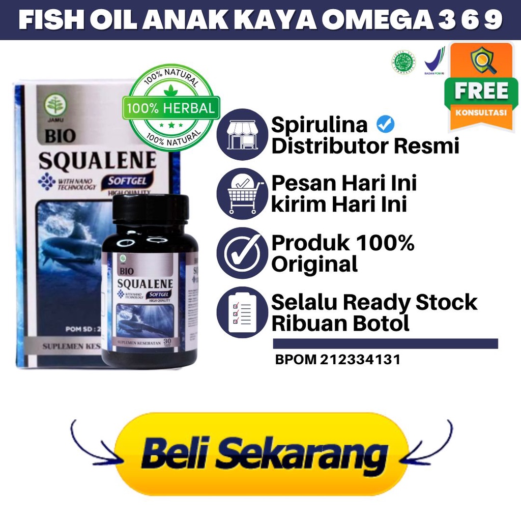 Fish Oil Anak Omega 3 Anak Vitamin Minyak Ikan Anak Bio Squalene Softgel BPOM & HALAL