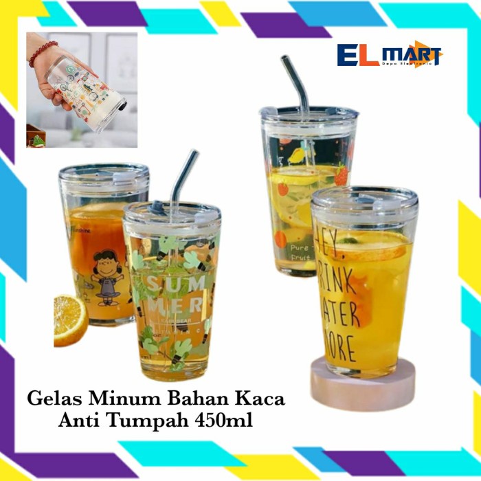 Tumbler Gelas Kaca 450ml Gelas Minum Jus Susu Bening Transparan CK4