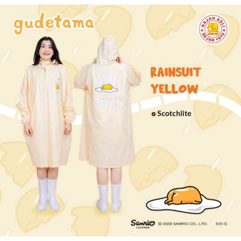 Jas Ujan Raincoat Gudetama Yellow