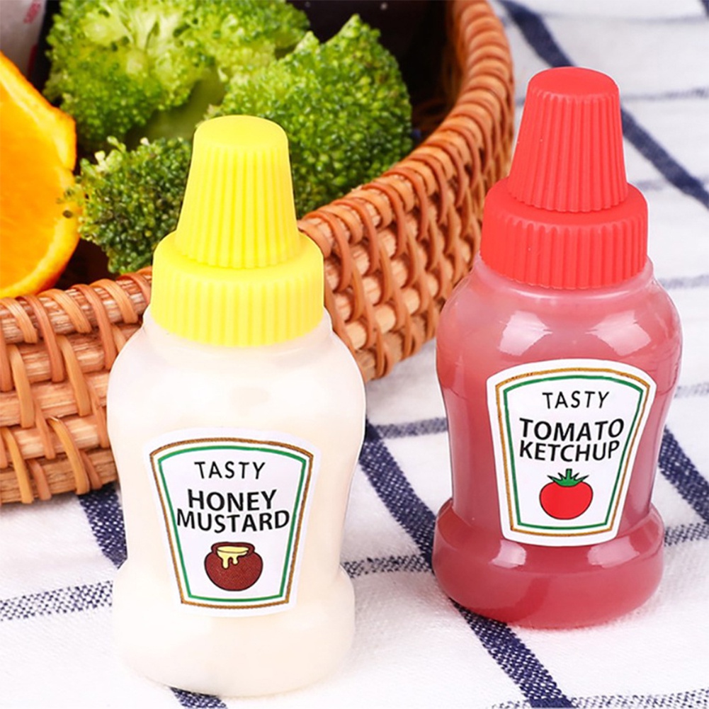 ღ 2Pcs Mini Remas Botol Saus Kecap Botol Portable Plastik Bumbu Squeeze Botol Kotak Bumbu Penyimpanan Botol Jar Accessor