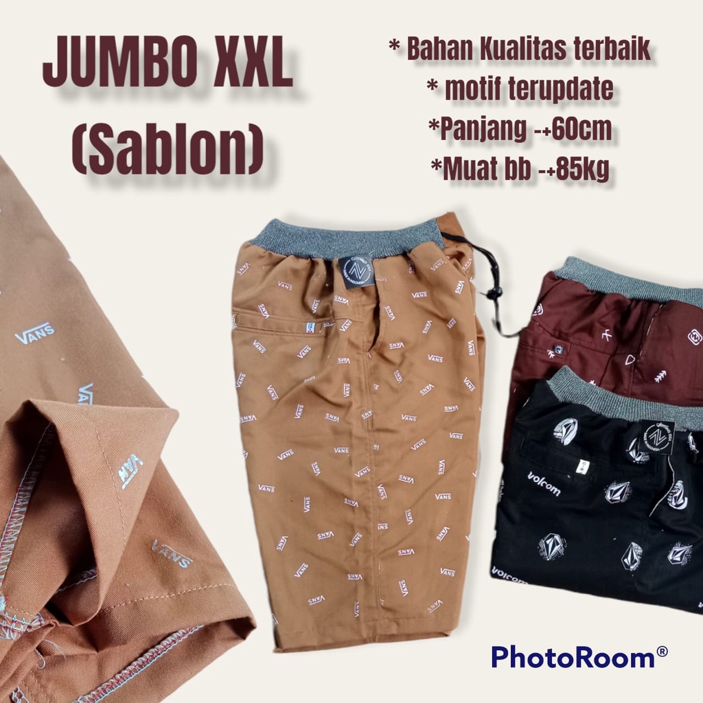 CELANA JUMBO BB 80 - 90KG, CELANA PENDEK MOTIF PRIA SANTAI KOLOR RIP DEWASA MURAH CELANA CHINO SANTA