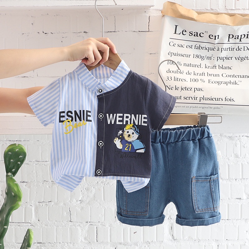 LittleAaron SET WERNIE BEAR 0703 EBV Setelan Bayi Laki-laki Lengan Pendek