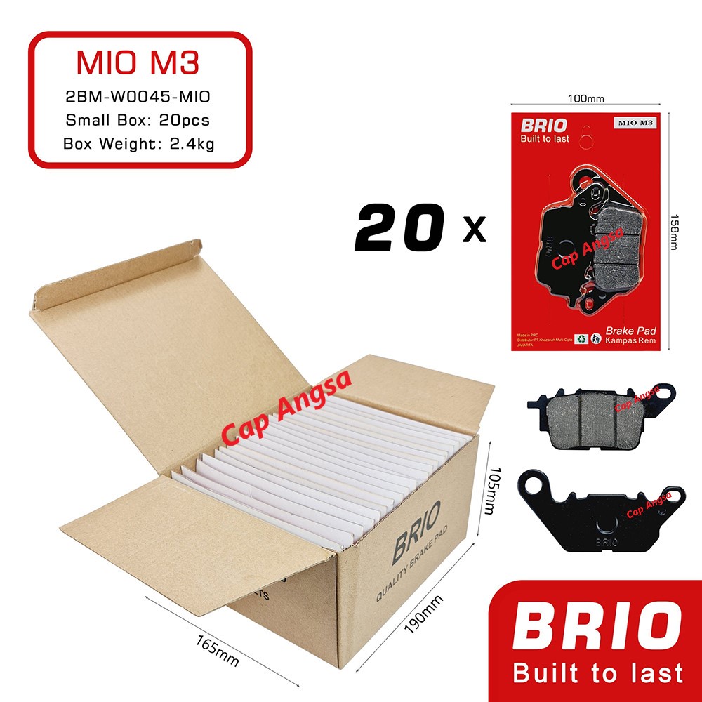 BRIO FRONT BRAKE PAD KAMPAS REM DEPAN DISC DISPED REM YAMAHA MIO M3 SOUL GT XRIDE FINO NMAX 2BM W0045 20pc 1dus