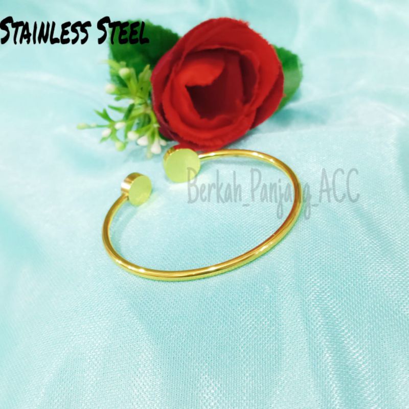 GELANG TITANIUM BULAT MATA MCI perhiasan super berkelas fashion korea anti karat dan anti luntur