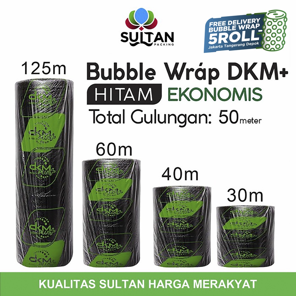 

HJK Plastik Bubble Wrap Hitam 50meter BUBBLEWRAP EKONOMIS DKM PLUS PER ROLL