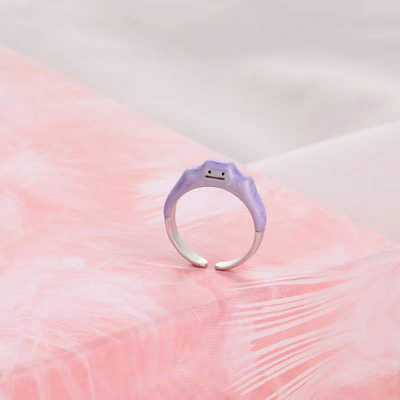 Cincin Model Monster Smiley Face Warna Ungu Untuk Wanita