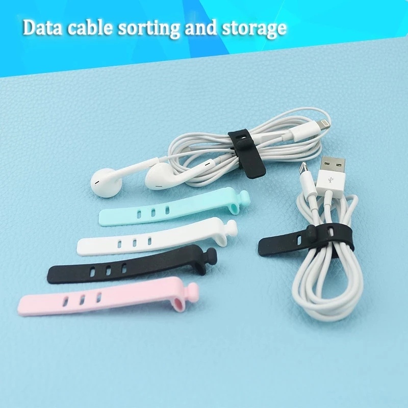 1 / 5pcs Klip Organizer Kabel Data / Charger / Earphone Portable Reusable Bahan Silikon 3 Lubang