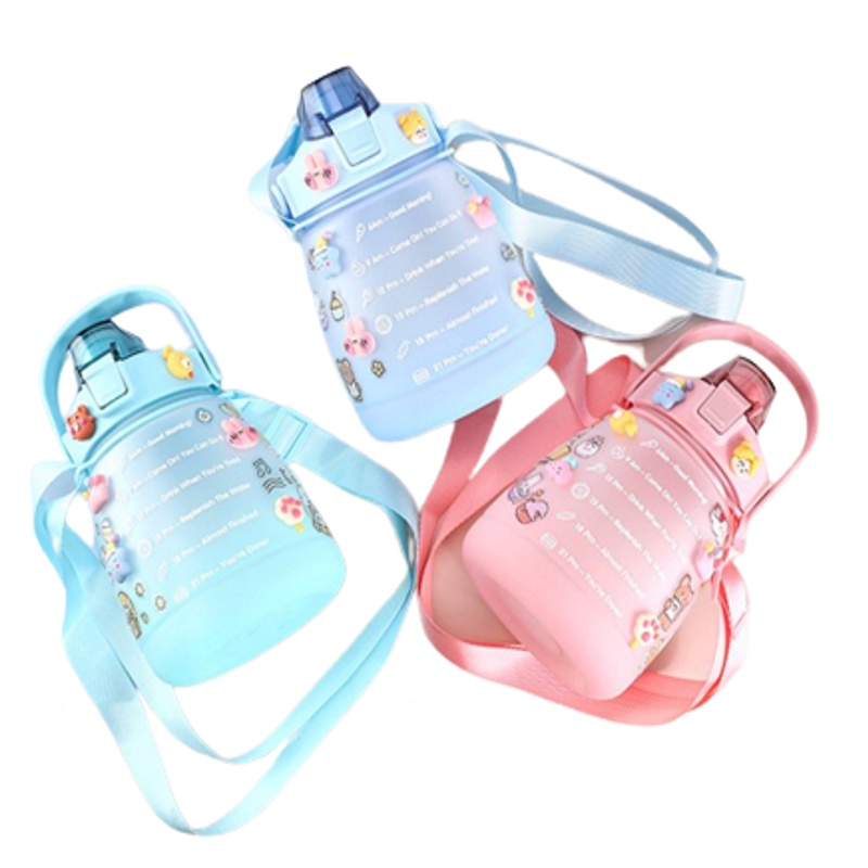 Botol Minum Viral 1,3 Liter Gemoy Rainbow Gradasi Pelangi Tritan Plus Tali Free Stiker 2D 3D-Botol Minuman Motivasi Portable-Thumbler Olahraga Gemoy Kekinian BPA Free Anti Bocor Besar Dan Tahan Lama 1.3 Liter Penanda Waktu